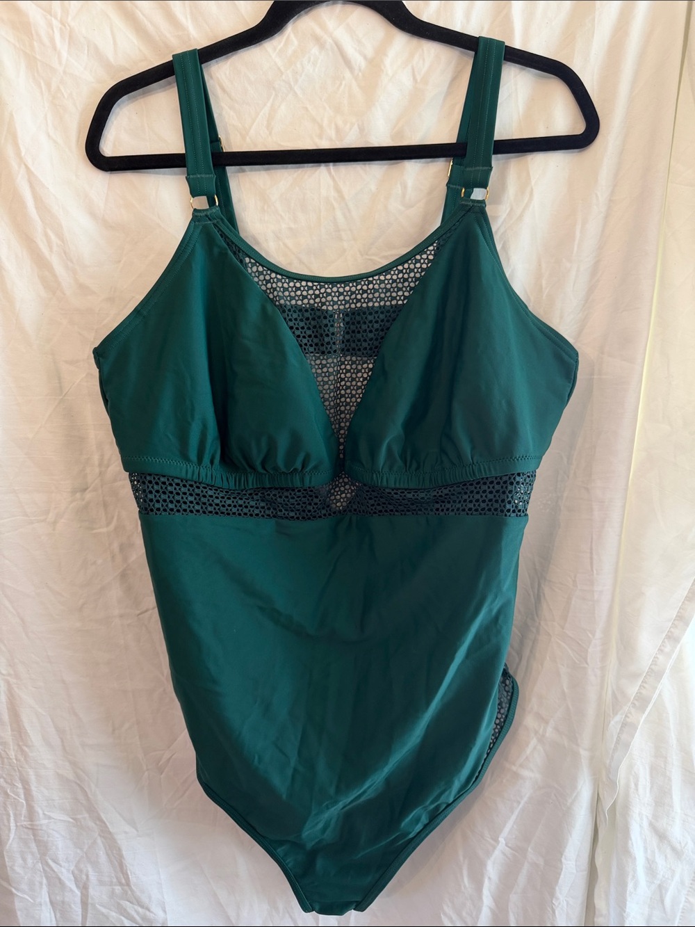 Adore Me Teal Green One-Piece Swimsuit with Mesh Insets